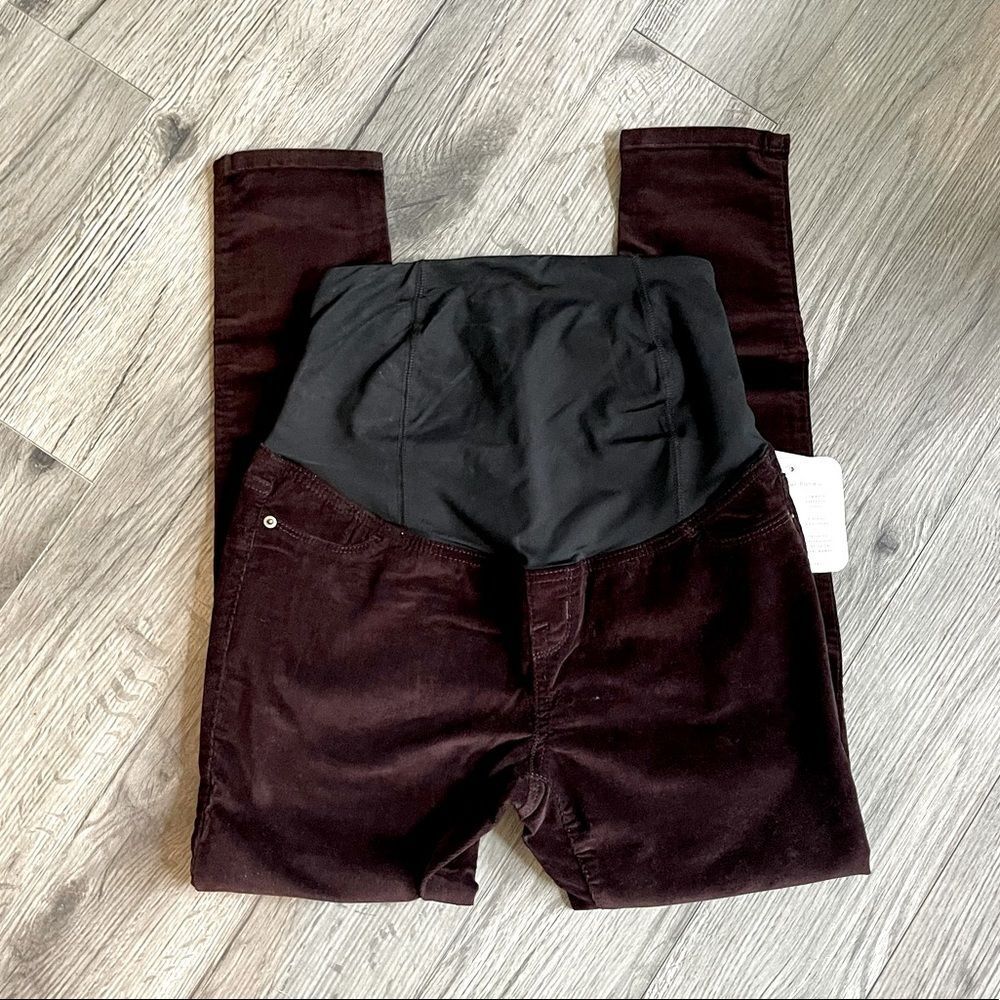 Ingrid & Isabel Maternity Jean 12 Large Skinny Pant Corduroy Burgundy Red Black